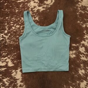 Blue Fitted Crop Tank Top